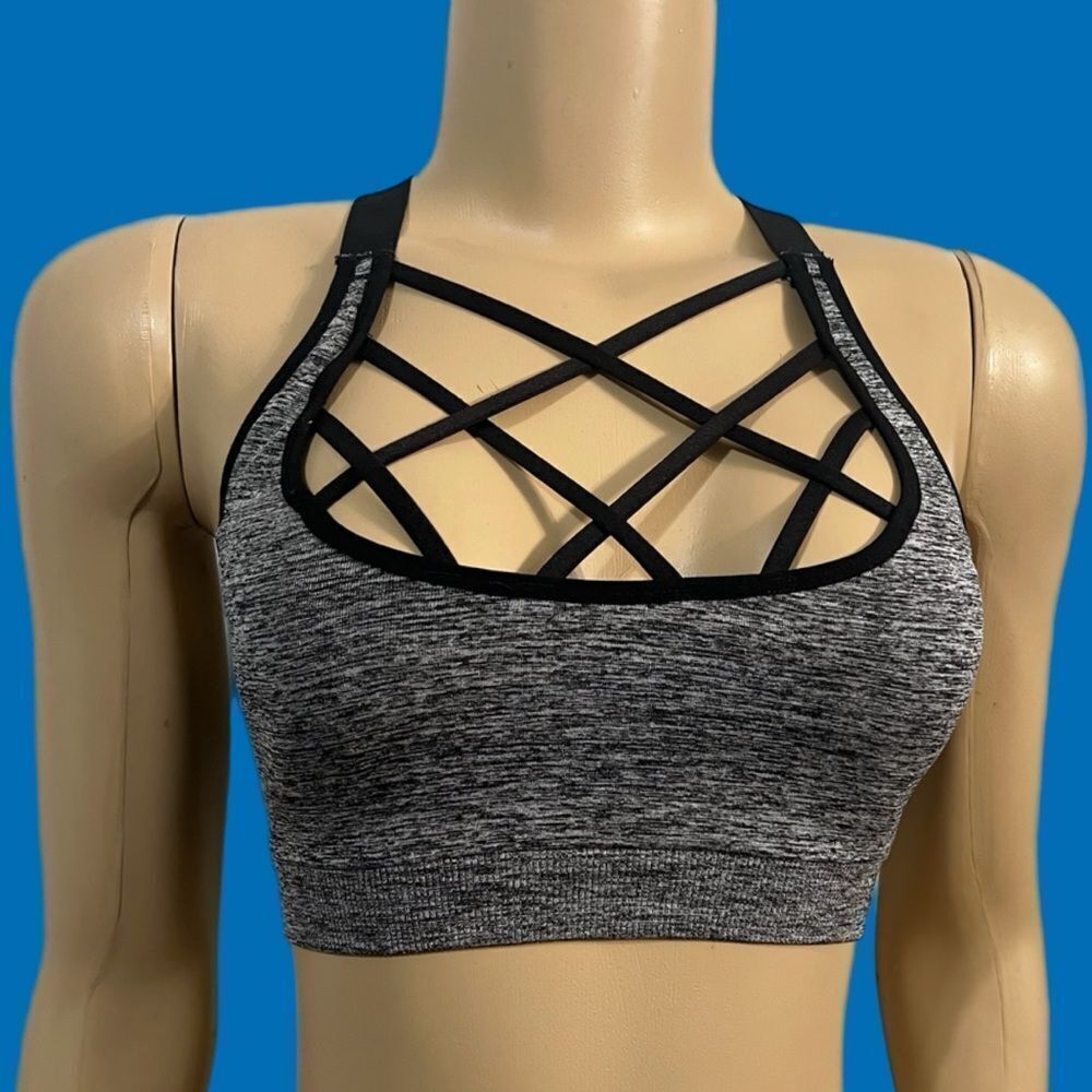 Victoria’s Secret Sexy Strappy Front Padded sport  bra gray Small